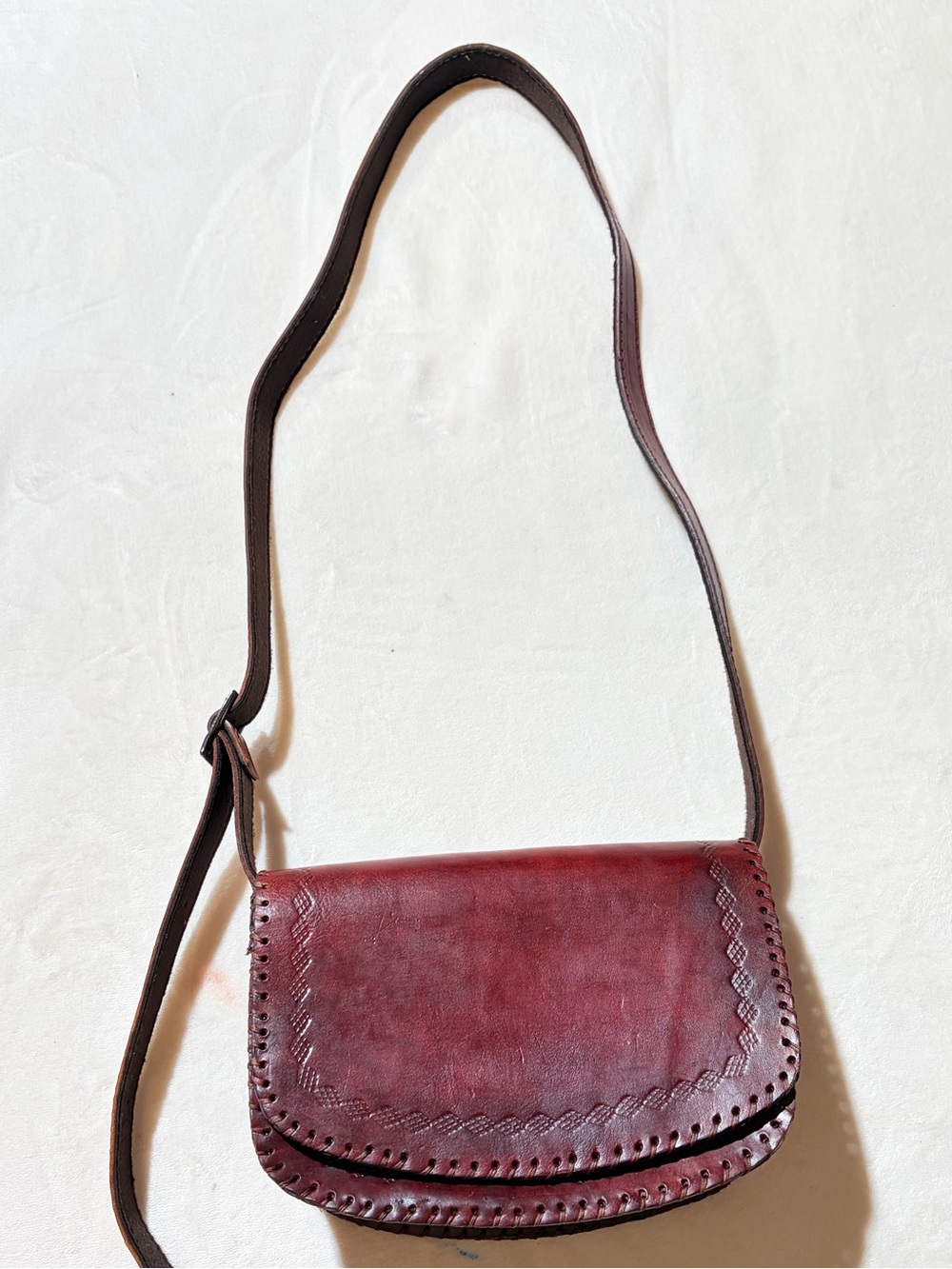 Handcrafted Burgundy Leather Crossbody Bag